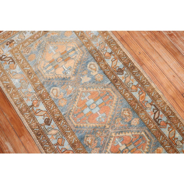 1920s Blue Orange Traditional Persian Malayer Rug - 2'5" x 4'7" For Sale - Image 4 of 18