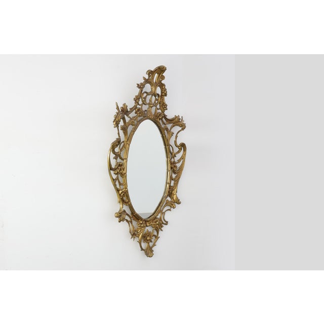 Rococo 20th Century Rococo Gilt Metal Oval Mirror, Italy, 1950s For Sale - Image 3 of 11