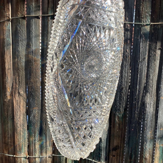 Antique American Brilliant Cut Crystal Platter For Sale - Image 11 of 12