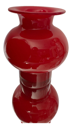 Mid-Century Modern Sculptural Ruby Red Art Glass Vase by Czesław Horbowy for Huta Barbara, Poland, 1970s