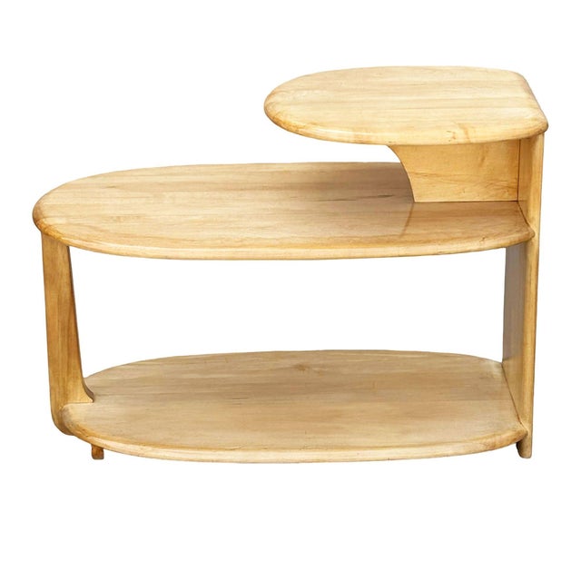 Wood MCM C3753 3-Tier Blonde Surfboard End Table Pair by Heywood Wakefield, 1941 For Sale - Image 7 of 7