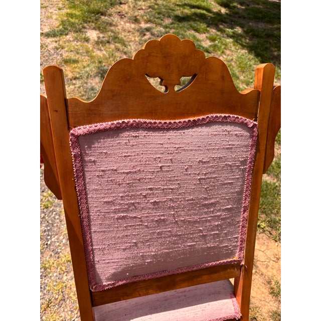 Antique Eastlake Victorian Parlour Side Chair With Pink Dupioni Silk Upholstery For Sale - Image 11 of 12
