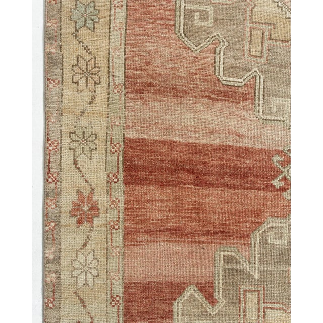 1940s Vintage Circa 1940 Turkish Oushak Hand Knotted Wool Runner, Terracotta, 5'1 X 11'9 For Sale - Image 5 of 12