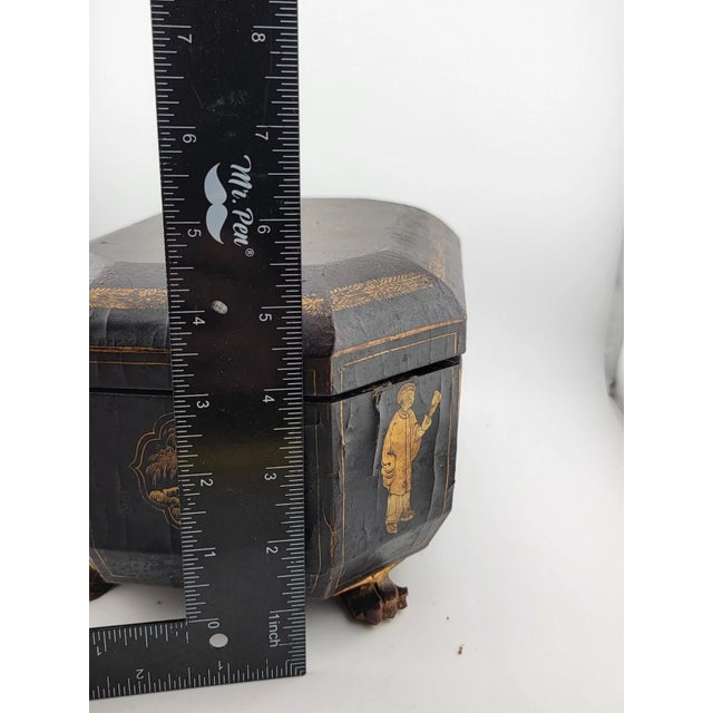 Rare Mid 1800's Antique Chinese Gilt Lacquered Tea Caddy W/ Pewter Containers. For Sale - Image 11 of 12