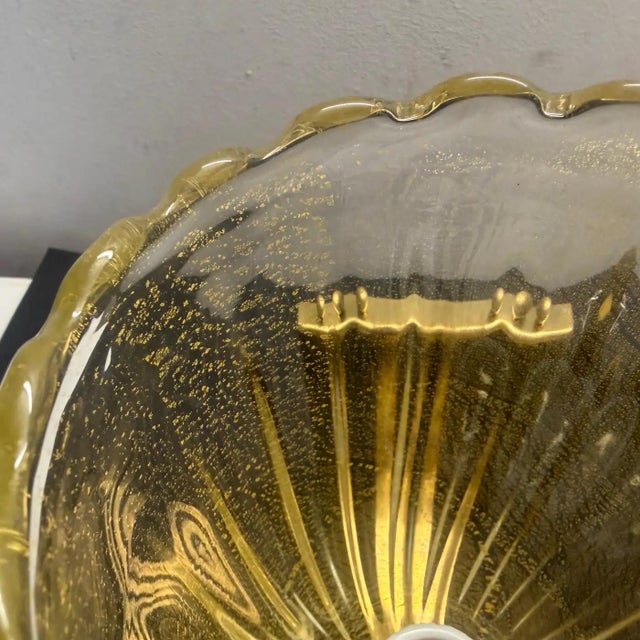 Two 1990s Barovier Style Mid-Century Modern Murano Glass and Brass Wall Sconces For Sale - Image 6 of 16