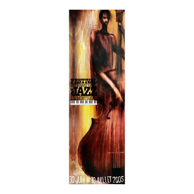 2005 Festival International De Jazz Montreal Poster (Yellow Double Bass) For Sale