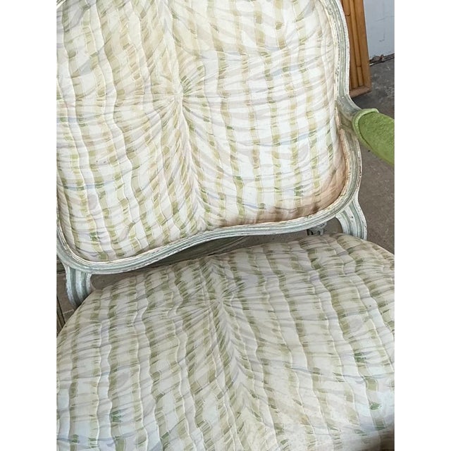 Wood Vintage Louis XVI Style Printed Swag Armchairs - Pair For Sale - Image 7 of 12