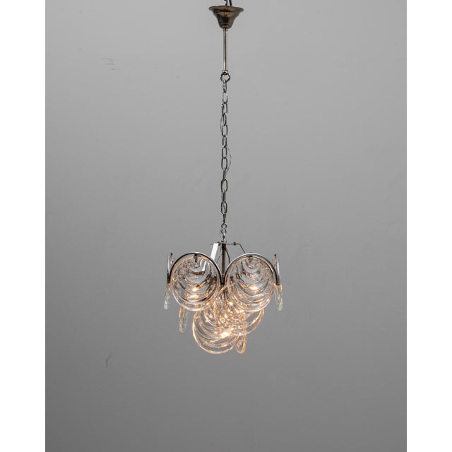 20th Century Italian Mid-Century Murano Style Glass Disc Chandelier For Sale - Image 13 of 18