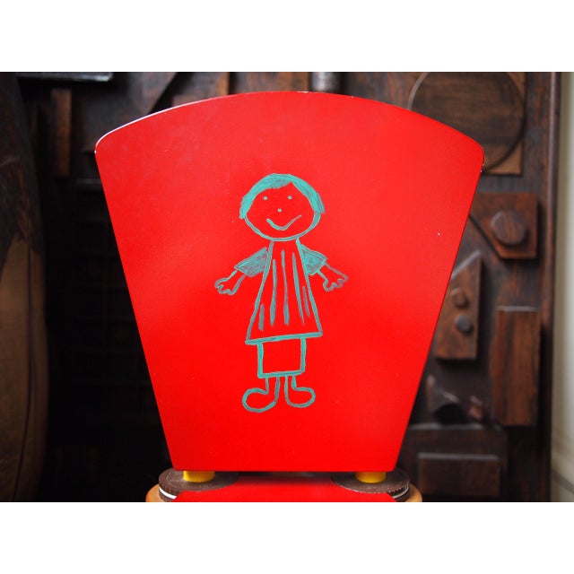 1987 Original Joanne Shima Memphis Milano Modern Folk Tramp Art Tinker Toys Oreo Cookies Child's Chair Wood Sculpture For Sale - Image 4 of 11