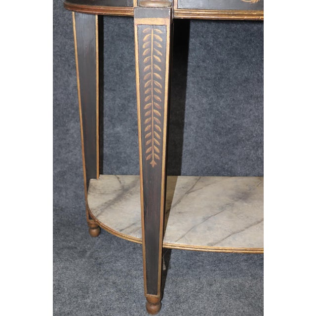 French Pair of Antique Faux Marble Paint Decorated French Directoire Console Tables For Sale - Image 3 of 12