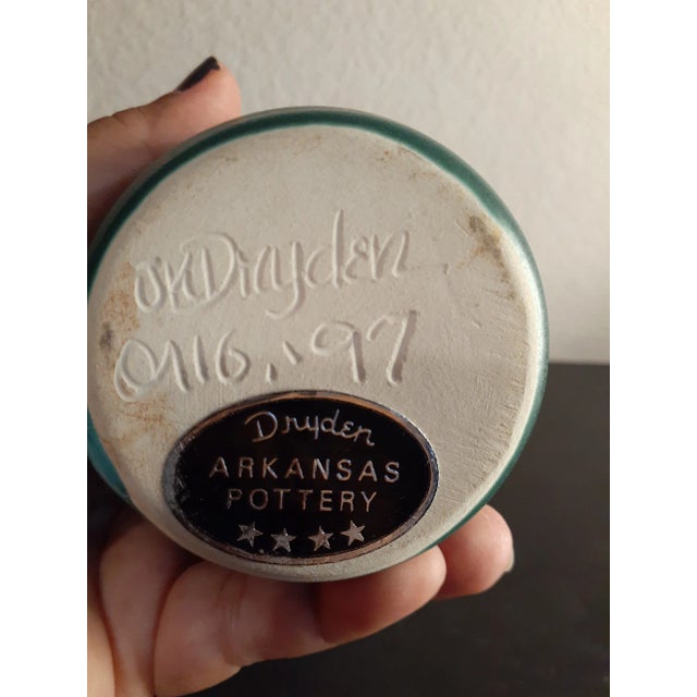 Contemporary Vintage Dryden Arkansas Pottery Blue Bud Vase For Sale - Image 3 of 5