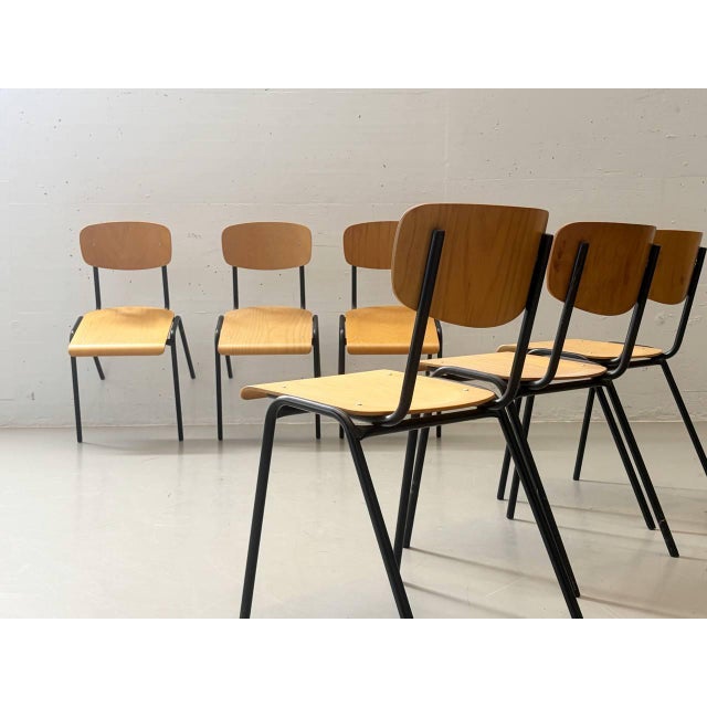Stackable Studio Chair with Black Lacquered Steel Frame, 1990s For Sale - Image 15 of 17