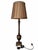 Neoclassical Bronze-Tone Urn and Column Buffet Lamp With Pleated Brown Shade For Sale - Image 4 of 8