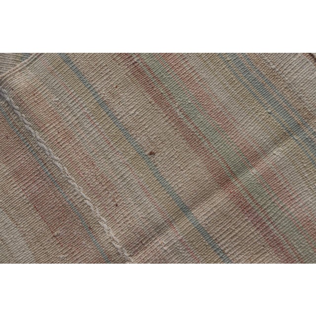 Vintage Turkish Kilim With Soft Pastel Stripes in Sage, Blush, and Sky Blue For Sale - Image 10 of 10