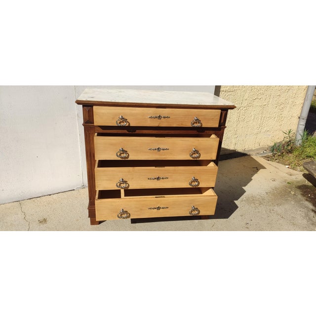 1950s Chest of Drawers in Wood and White Marble, 1950s For Sale - Image 5 of 11