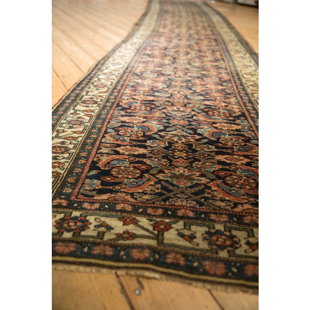 Blue 1920s Antique Persian Bijar Herati Wool Rug Runner For Sale - Image 8 of 12
