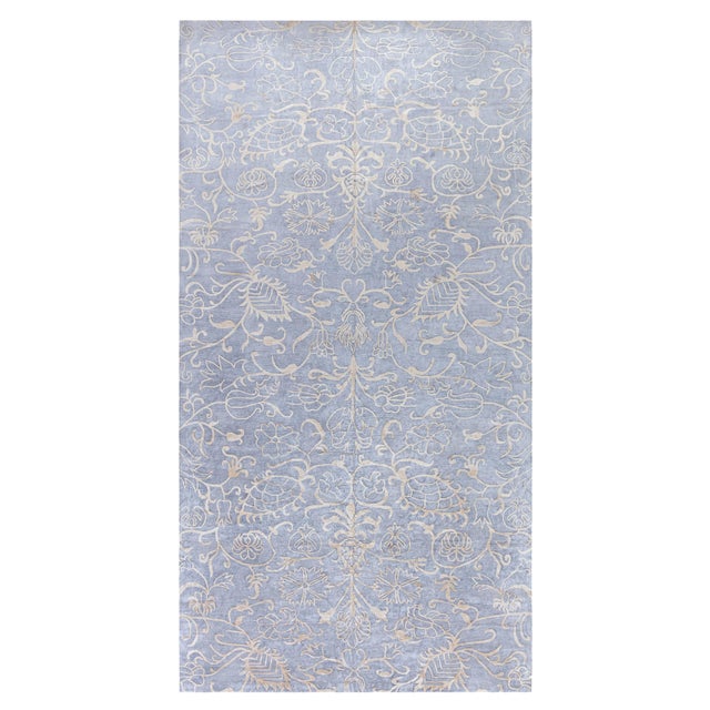 Modern Damask-Deco Wild Botanical Tibetan Wool & Silk Rug by Doris Leslie Blau For Sale