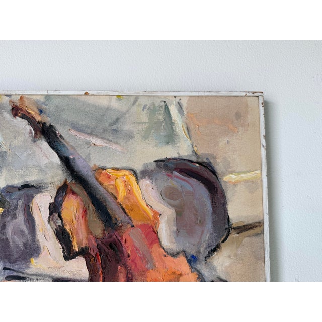 Wood 1974 Edward Urban Impressionist Still Life Oil on Canvas Painting, Wood Framed For Sale - Image 7 of 11