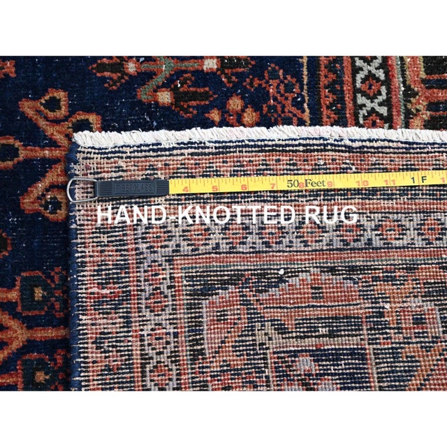 1950 8'1"x11'3" Ochre Red Hand Knotted Vintage All Wool Joshagan Cleaned Oriental Rug For Sale - Image 4 of 12