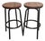 Handcrafted Cherry Wood Bar Stools Barstools Chairs With Hammered Bronze Finish — A Pair For Sale