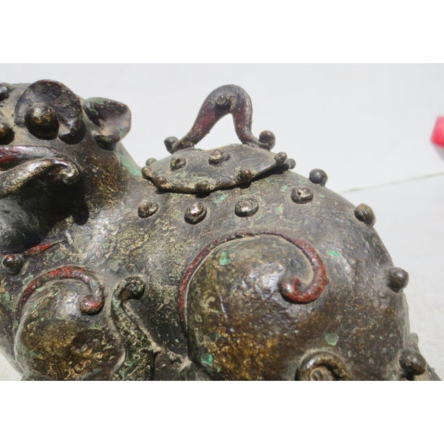 Burnt Umber Antique Meiji Brronze Incense Burner For Sale - Image 8 of 18