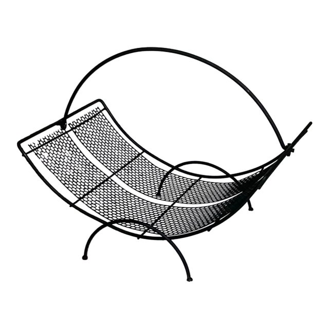1950s Wrought Iron Magazine Rack Mid Century Modern For Sale