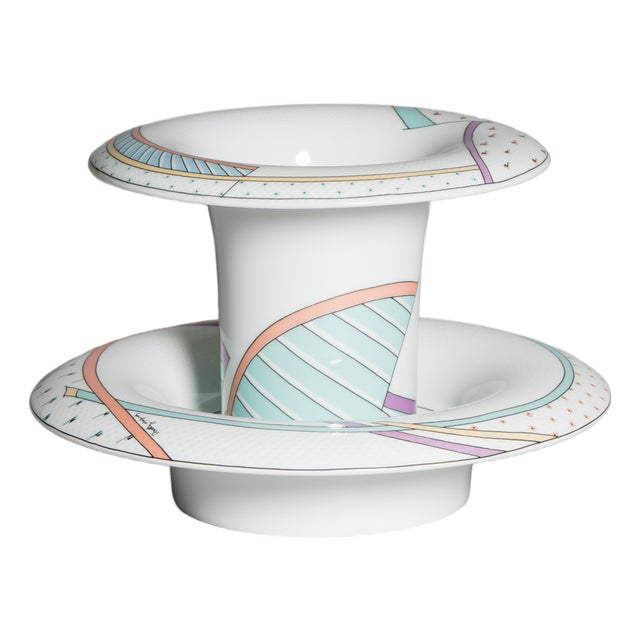 Vintage Century New Wave Porcelain Vase and Bowl Set by Tapio Wirkkala & Dorothy Hafner for Rosenthal Studio-Line, Germany, 1980s, Set of 2 For Sale