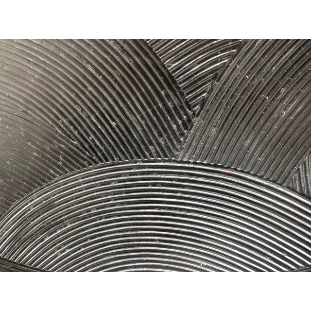 Wood 1970s Gabriella Crespi–Style Black Painted Pencil Reed Rattan Round Dining Table With Brass Base For Sale - Image 7 of 12