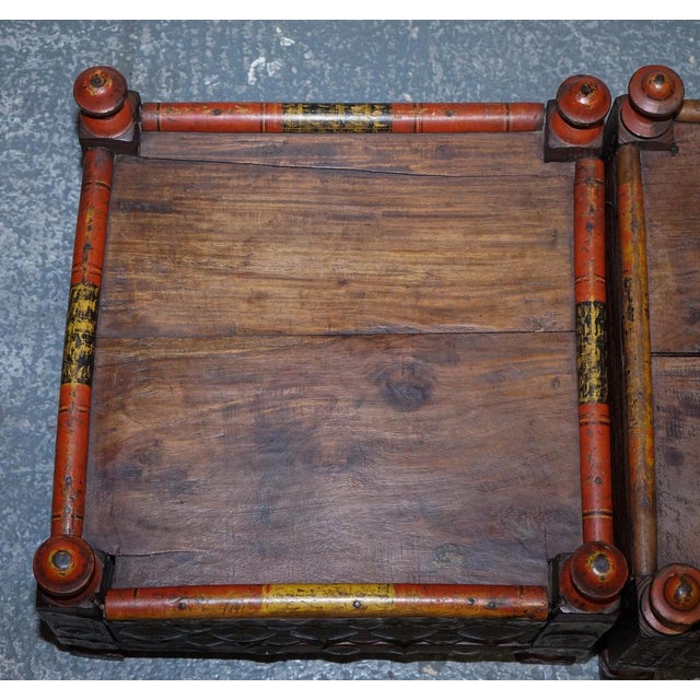 Primitive Oriental Asian Side Tables, Set of 2 For Sale - Image 15 of 18