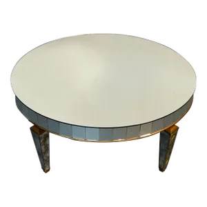 Art Deco Style Mirrored Circular Coffee / Cocktail / Low Table, Distressed