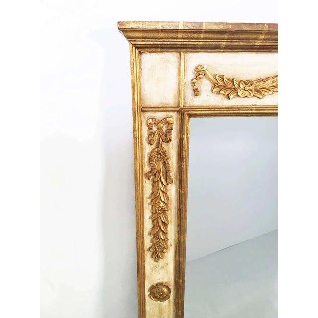 Wood Italian Neoclassical Painted Giltwood Demilune Console with Matching Mirror For Sale - Image 7 of 9