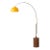 1980s Nova of California Tambo Floor Lamp - Mid Century Modern Arc Lamp, Walnut Base, Mustard Shade, Weathered Brass, Dimmable For Sale