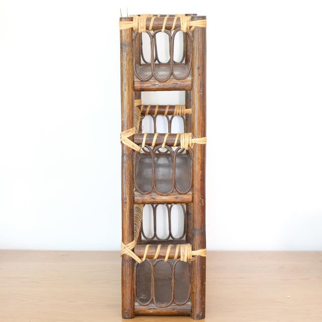Mid-Century Modern Mid 20th Century Audoux Minet Style Shelf, Rattan Wood Wall Shelf For Sale - Image 3 of 3