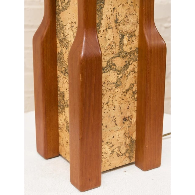 Vintage Walnut & Cork Architectural Table Lamp - Pair For Sale In Los Angeles - Image 6 of 8