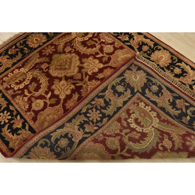 Agra Rug 5’1” X 7′ Red Wool Traditional Hand-Knotted Oriental Carpet For Sale - Image 13 of 14