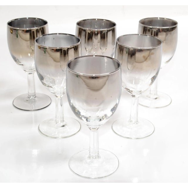 Vintage Silver Fade 1970 Dorothy Thorpe Style Ombre Metallic Color Wine Glass Stemware- Set of 6 For Sale - Image 12 of 12