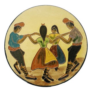 Ceramic Dish with Dancers Decoration, France, 1960s For Sale