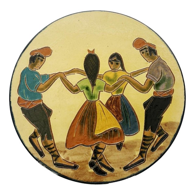 Ceramic Dish with Dancers Decoration, France, 1960s For Sale