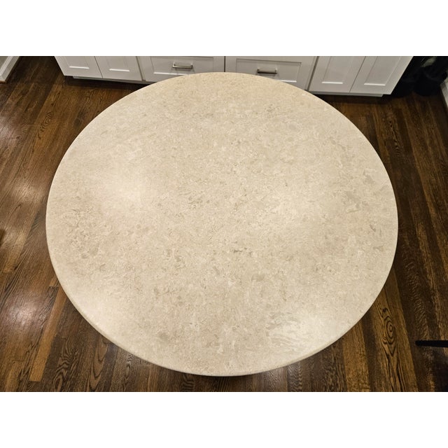 Classical Roman Roman-Inspired Arhaus Danae Round Stone Dining Table For Sale - Image 3 of 10