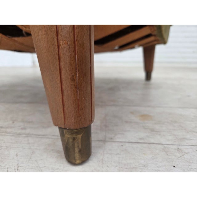 Danish Beech Armchair with Velour Upholstery, 1960s For Sale - Image 17 of 18