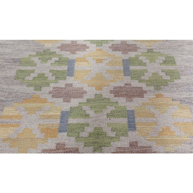 Textile Doris Leslie Blau Vintage Swedish Flat Woven Rug by Judith Johansson For Sale - Image 7 of 10