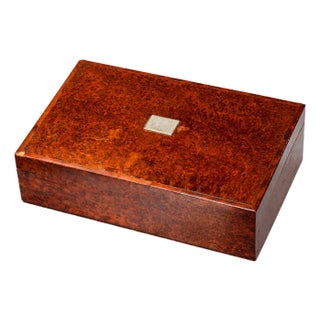 Handsome Quality Wood Patterned Veneer Antique Jewelry Trinket Box For Sale