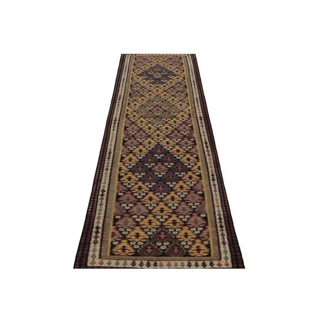 Traditional 1950s Vintage Persian Kilim in Polychromatic Geometric Patterns For Sale - Image 3 of 7