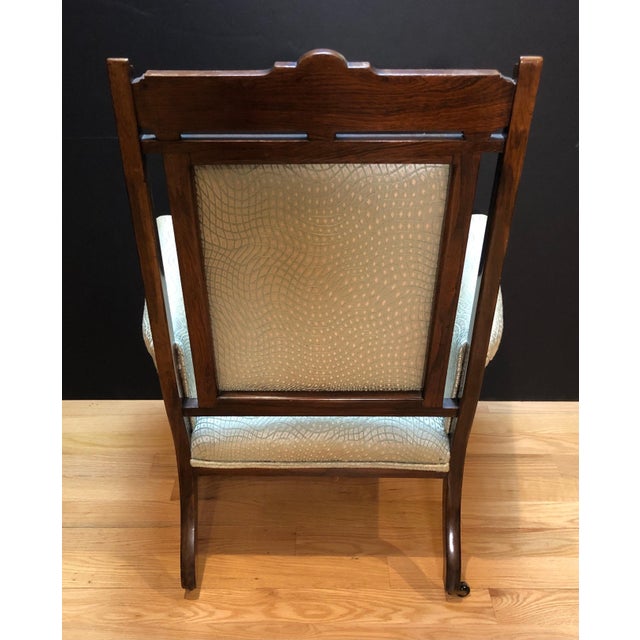 Beige Mid 19th Century Inlaid Marquetry and Rosewood Library Chair For Sale - Image 8 of 9