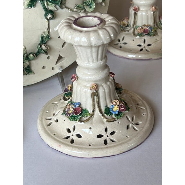 Antique Italian Capo Dimonte Dining Centerpiece With Candle Holders a Set of 5 For Sale - Image 12 of 12