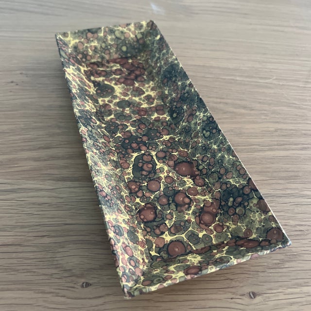 Italian Il Papiro Florentine Marbled Paper Valet Tray For Sale - Image 3 of 6
