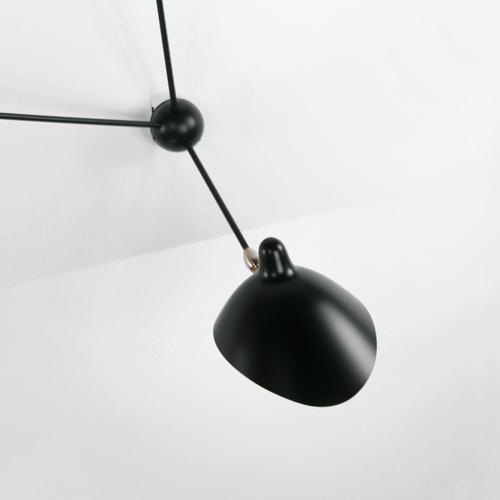 Not Yet Made - Made To Order Mid-Century Modern Black Three Fixed Arms Spider Ceiling Lamp by Serge Mouille For Sale - Image 5 of 9
