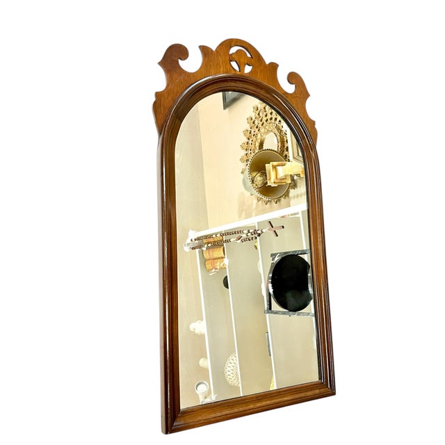 Cabin Vintage Mahogany Queen Anne Style Mirror For Sale - Image 3 of 11