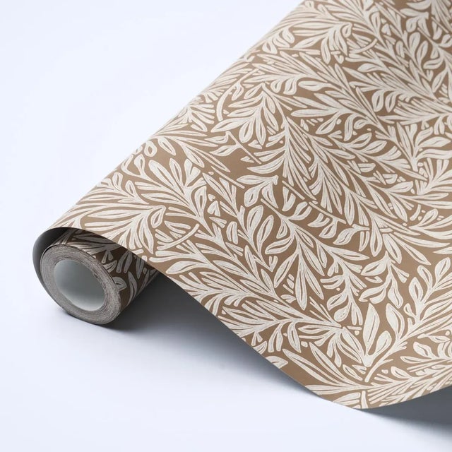 Schumacher Schumacher Willow Leaf Wallpaper In Mocha For Sale - Image 4 of 4