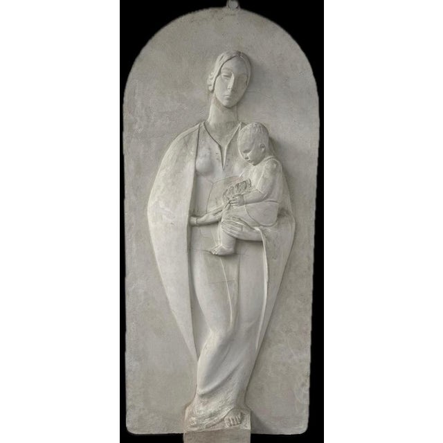 Large Plaster Motherhood Relief attributed to Domenico De Lisi, 1920s For Sale - Image 10 of 11